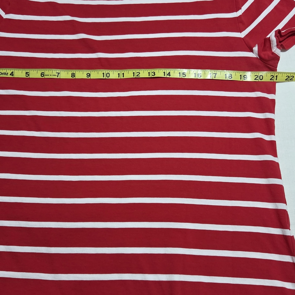 Talbots Scallop Red and White Striped Tee - Picture 13 of 15